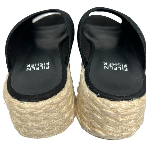 NWOT EILEEN FISHER Tali Platform Wedge Slip On Black Sandals Women's Siz… - Picture 8 of 16